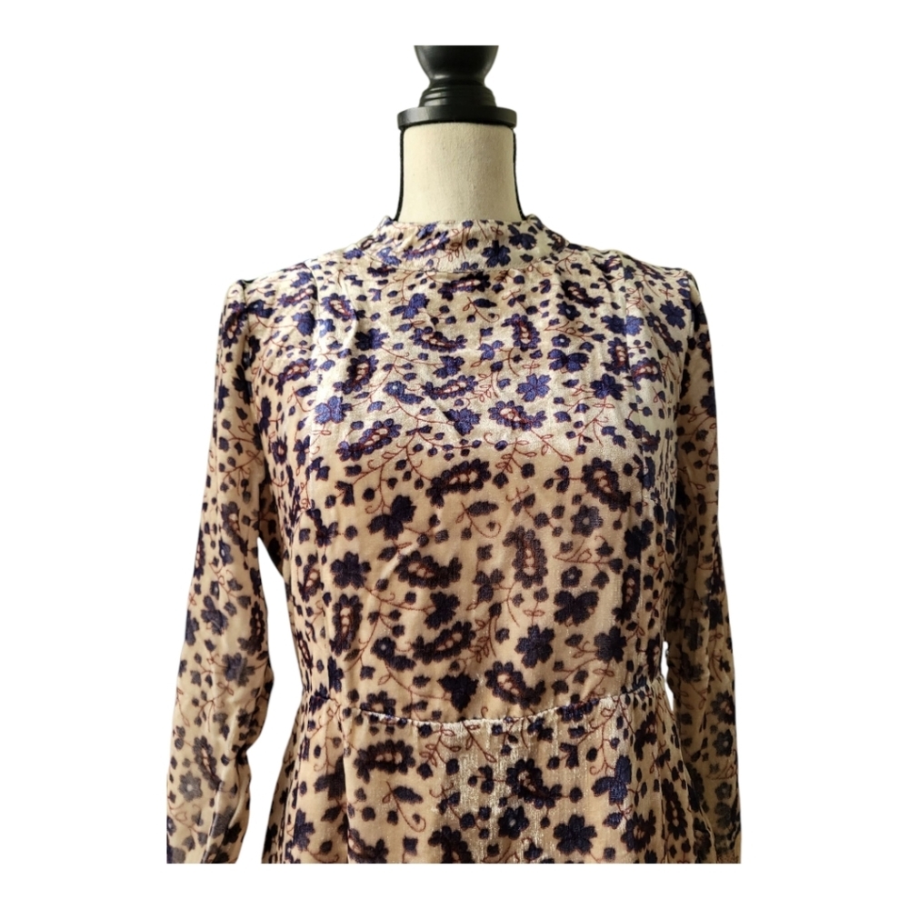CHASER‎ Open Back Silk Blend Mini Dress Folkloric Tapestry Velvet Size M New - Picture 2 of 9